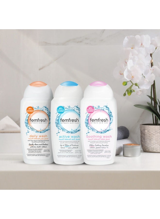 femfresh Intimate Skin Care Ultimate Care Soothing Wash With Cranberry & Probiotics Extracts Ph Balanced 24Hrs Soothing Sensation Soap Free 250 ML - Image 5